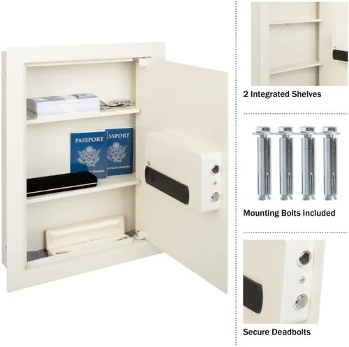 Miniatura 4 de Stalwart - Caja fuerte en la pared, seguro para el hogar o el negocio con teclado y 2 llaves de anulación manuales, protege dinero, joyas