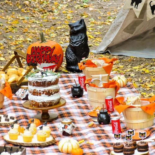 Miniatura 5 de Rsstarxi 1 paquete de decoración de pastel de cumpleaños con purpurina Have a Killer, decoración sangrienta de Halloween para decoración de pastel