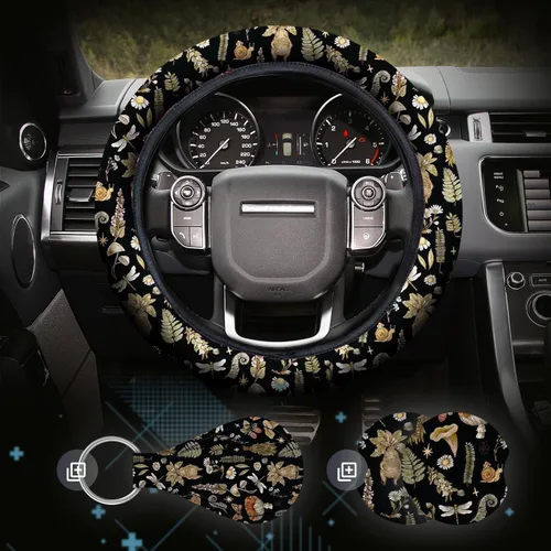 Miniatura 11 de Zadin - Juego de 4 piezas de fundas para volante con estampado de vaca con 2 portavasos para automóvil y llavero, funda universal antideslizante