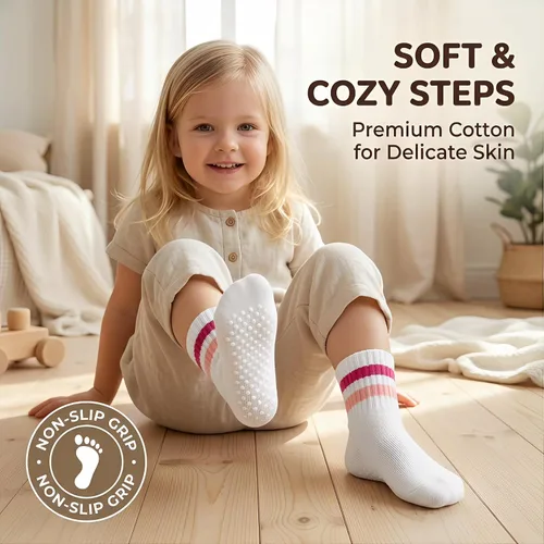 Miniatura 3 de Calcetines para niña pequeña con agarre loco para niños, calcetines antideslizantes y bonitos de 0-6 6-12-18 meses 1-3T 4T 5T