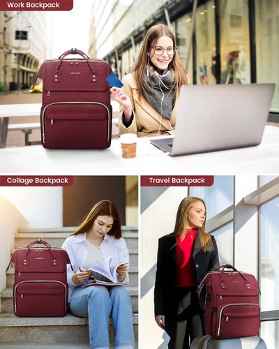 Miniatura 7 de LOVEVOOK Mochila para laptop de 17.3 pulgadas, mochila de viaje grande para mujeres, mochila resistente al agua para profesores con compartimento