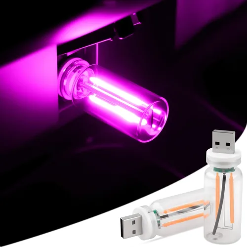Miniatura 10 de 2 luces USB para coche, lámpara de ambiente retro con atenuación táctil, mini bombilla LED de botella de vidrio portátil, luces nocturnas