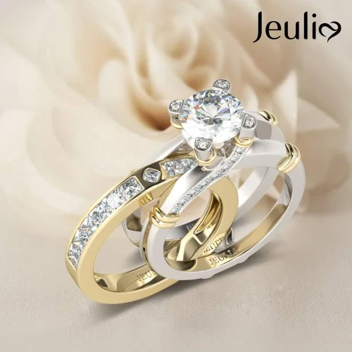 Miniatura 4 de Jeulia - Anillo de plata de ley con circonitas intercambiables para mujer, para boda, compromiso, aniversario