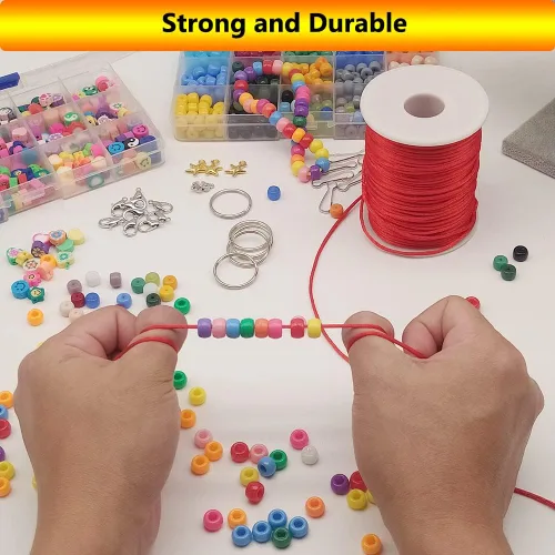 Miniatura 5 de 2 mm 330 Pies de Cordón de Nylon Satinado para Hacer Joyería, Pulseras, Collares, Hilo para Enhebrar, Rattail, Macramé, Kumihimo, Nudo Chino