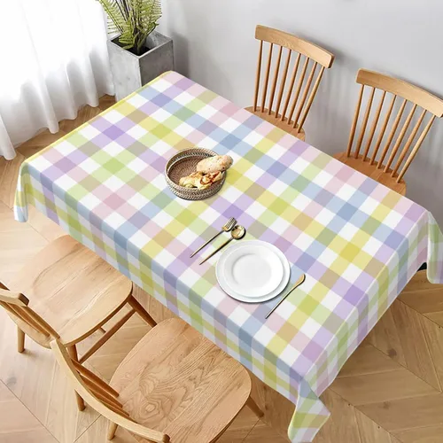 Miniatura 29 de 4th of July Tablecloth Square 60x60 Inch,Red White Buffalo Plaid Check Blue Patriotic Stars Table Cloth,Stain Resistance Polyester Independence Day