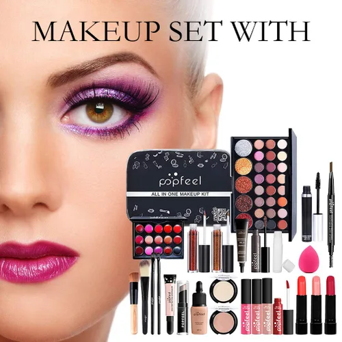 Miniatura 4 de Newooh - Juego de maquillaje profesional, kit de iniciación de cosméticos con bolsa de almacenamiento, paleta de maquillaje portátil de viaje, juego