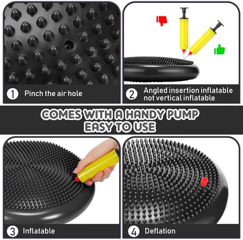 Miniatura 3 de Jerify 4 Piezas Cojín de Equilibrio Inflable Flexible para Asiento Oscilante, Almohadilla de Equilibrio de Estabilidad, Disco de Equilibrio, Asiento