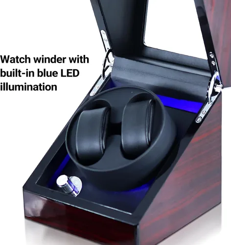 Miniatura 4 de Mono-gatari Enrollador de reloj doble para relojes automáticos, 5 ajustes de modo de rotación con luz LED, rotor de reloj doble en acabado de piano