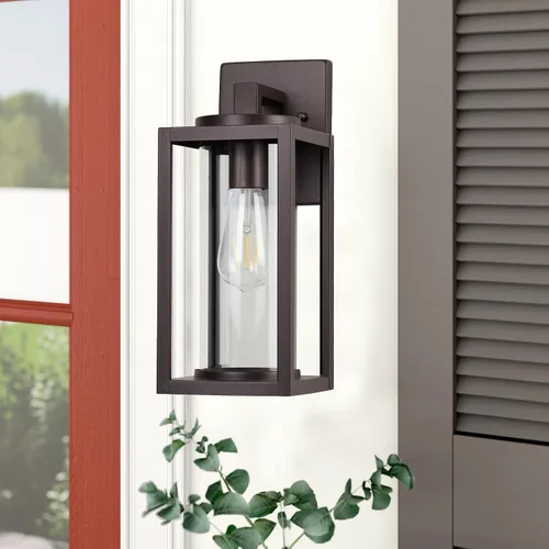 Miniatura 3 de MICSIU - Lámpara de pared para exterior de bronce cepillado con aceite, impermeable, de 13 pulgadas, luces de aplique de pared al aire libre, vidrio