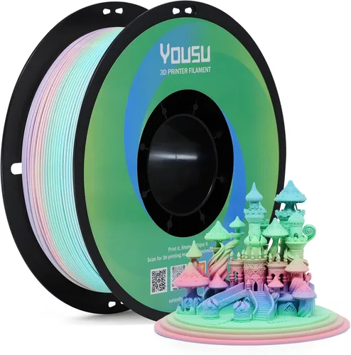 Miniatura 25 de Yousu filamento PVA de 1.75mm, filamento de soporte soluble en agua para impresora 3D, 0.5kg, PVA natural, se ablanda en temperatura de agua
