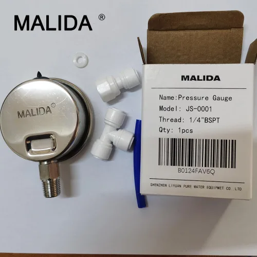 Miniatura 2 de Malida Medidor de Presión de Agua de Acero Inoxidable, Detector de Presión de Agua para Acuario, Medidor 0-1,6 MPa, 0-220 psi, Bomba de Sistema