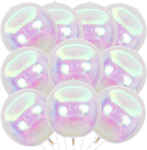 Miniatura 24 de KALOR Globos de papel de aluminio de 22 pulgadas de feliz año nuevo, 10 piezas, globos grandes 4D gigantes redondos de papel de aluminio metálico