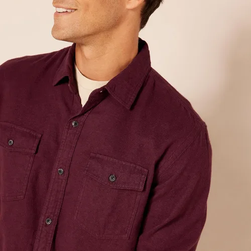 Miniatura 4 de Tienda Essentials - Camisa de franela de manga larga, con ajuste regular y dos bolsillos para hombre