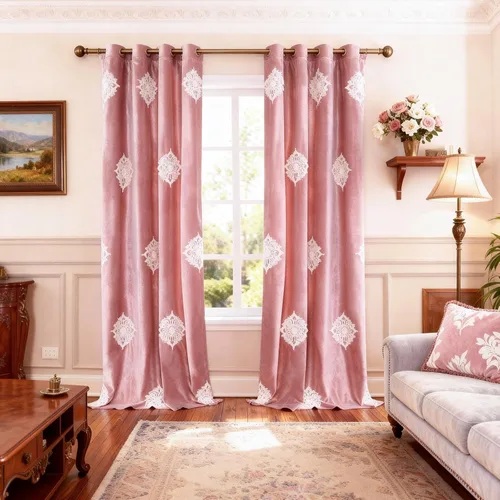 Miniatura 20 de VOGOL Cortinas opacas bordadas para sala de estar, paneles de cortina de terciopelo azul para dormitorio, 52 x 63 pulgadas, 2 paneles