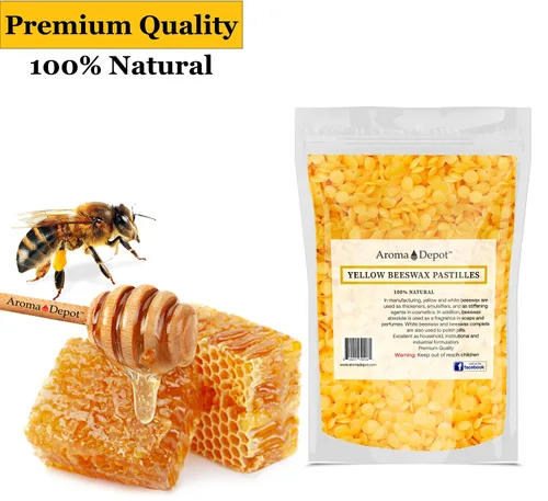 Miniatura 2 de Aroma Depot Pellets de cera de abeja amarilla de 4 onzas, 100% cera de abejas pura natural, 3 filtradas, ideal para piel, cara y cuerpo, ideal
