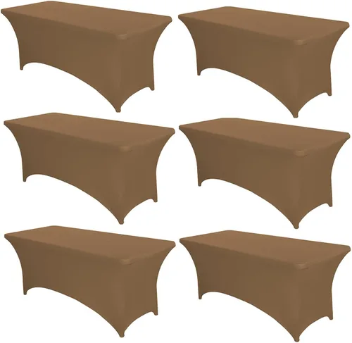 Miniatura 24 de PTC21B - Juego de 6 manteles elásticos de 6 pies, color negro, rectangular, ajustable, lavable, de elastano, para fiestas, bodas, cócteles