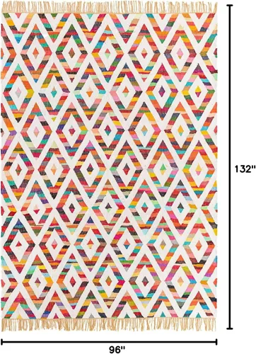 Miniatura 2 de Unique Loom Chindi Trellis Collection - Alfombra geométrica, suroeste, diamantes, colores brillantes