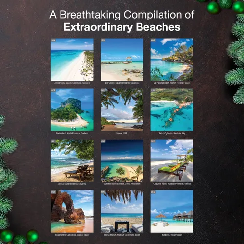 Miniatura 3 de MICASA PRESS Wild & Beautiful Beaches - Calendario de pared 2026 de 12 meses 12 x 24 pulgadas abierto Papel grueso y resistente Regalar