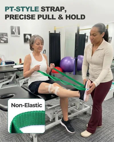 Miniatura 4 de Trideer Stretching Strap with Loops & Leg Lifter, Non-Elastic PT-Style Physical Therapy Strap for Knee Replacement Rehab, Hamstring, Calf & Back