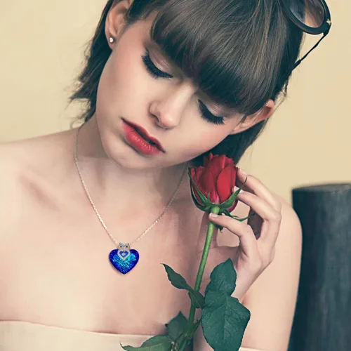 Miniatura 4 de J.NINA Blue Heart Necklaces for Women, Cute Animal Pendant Necklace for Woman,Butterfly Necklace & Owl Necklace with Crystal from Austria, Birthday