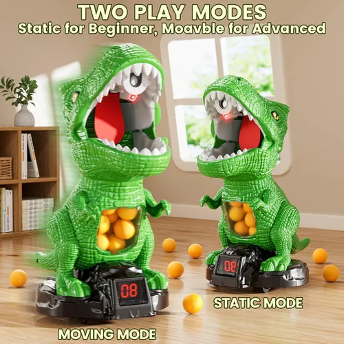 Miniatura 5 de Disparo de dinosaurios movibles para juguetes para niños de 4 a 6 años, juegos electrónicos para niños con lanzador de bomba de aire, registro
