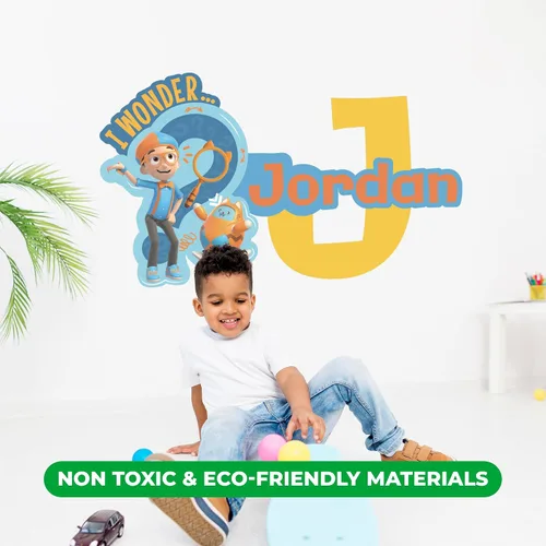 Miniatura 5 de EGD Calcomanías de pared con nombre personalizado de Blippi para niños, I Blippi y T.A.B.B.S. I Nombre personalizado para decoración de habitación