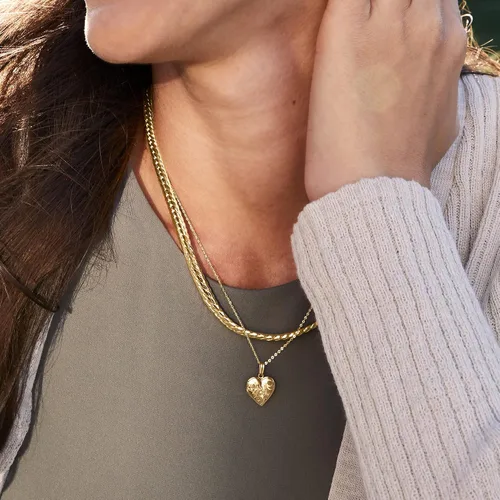 Miniatura 4 de Canaria - Collar con medallón de corazón floral de oro amarillo de 10 quilates, Oro, no conocido