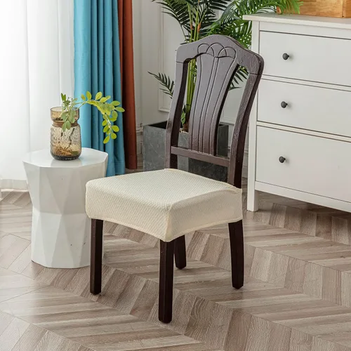 Miniatura 7 de Genina Fundas de asiento impermeables para sillas de comedor (4 unidades, con abertura trasera, beige)