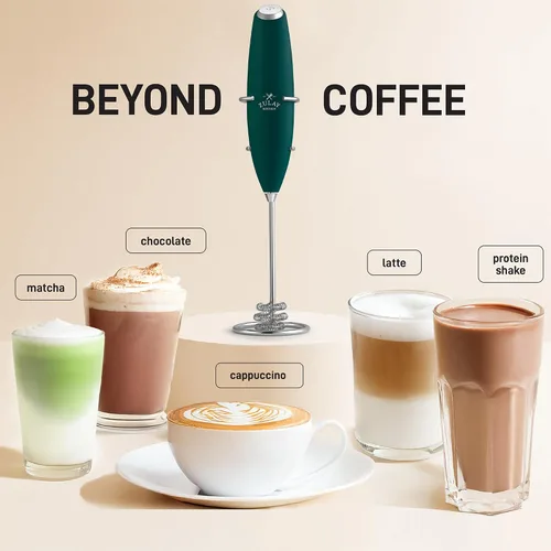 Miniatura 243 de Zulay Milk Boss Espumador de leche potente manual, hace espuma para latte, batidor para mezclar bebidas, café, miniespumador para capuchino, frappé