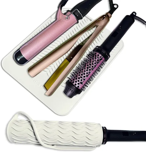 Miniatura 10 de Alfombrilla de viaje de silicona resistente al calor de 11 x 7.5 pulgadas para herramientas de peinado del cabello, alisadores de cabello, Rosa rubor