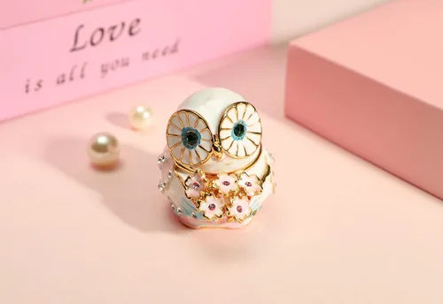 Miniatura 5 de Joyero con diseño de búho con forma de búho con bisagras y adornos clásicos de animales