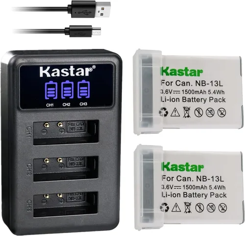 Miniatura 7 de Kastar NB-13L - Cargador de batería USB triple LCD compatible con Canon PowerShot SX620 HS, PowerShot SX720 HS, PowerShot SX730 HS, PowerShot SX740