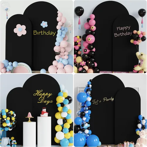 Miniatura 5 de Putros Funda para Arco de Boda 7.2 pies, Cubiertas de Soporte de Fondo Chiara de Spandex Negro Ajustado con Parte Superior Redonda de 6 pies, Juego