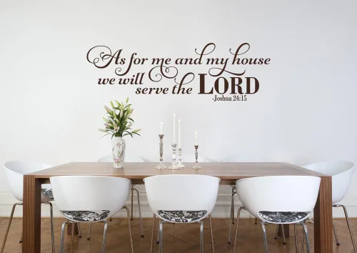 Miniatura 5 de Calcomanías de vinilo con texto en inglés «As for Me and My House We Will Serve The Lord Quote» para pared, diseño de Joshua 24:15 palabras Beige