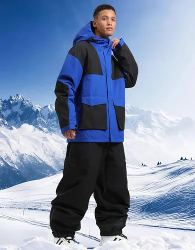 Miniatura 21 de GSOU SNOW Chaqueta de esquí para hombre, abrigo de nieve para snowboard, cálido, invierno, impermeable, con capucha
