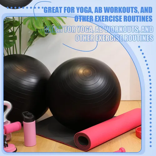 Miniatura 4 de Leyndo 2 pelotas de yoga grandes de 26 pulgadas, pelota de ejercicio antiestallido con bomba, 26 pulgadas/25.6 in para mejorar la postura