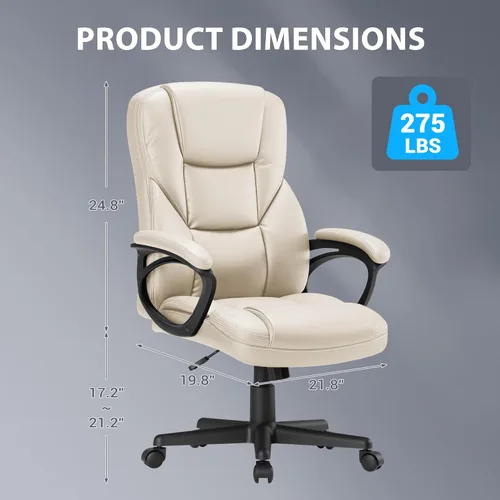 Miniatura 3 de Shahoo Ergonomic Office Chair Executive Adjustable Desk Chair with Flip-up Armrests PU Leather Swivel Computer Chair for Home Office Gaming, Lumbar