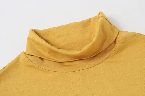 Miniatura 4 de Formeet17 Paquete de 2 camisetas de manga larga con cuello alto para mujer, básica, elástica, cómoda, cuello alto