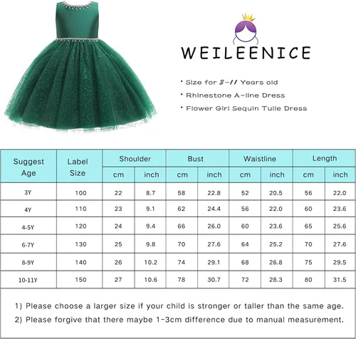 Miniatura 2 de Weileenice Vestido de lentejuelas vintage para niña de flores, vestido de novia formal de tul brillante con diamantes de imitación