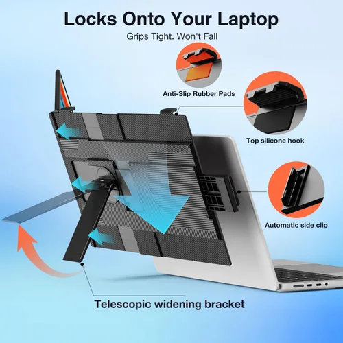 Miniatura 5 de FLYTOCCA Extensor de pantalla para laptop, pantalla IPS FHD 1080P de 15.6 pulgadas, segundo monitor desmontable compatible con montaje vertical