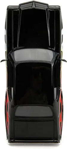Miniatura 8 de 1971 Pontiac GTO Negro con Gráficos de Llama Bigtime Muscle Series 1/24 Diecast Model Car 35022