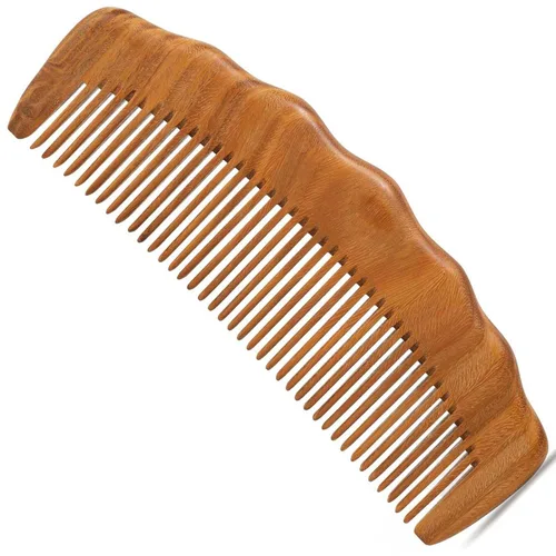 Miniatura 12 de Peine de madera con dientes anchos, peine para el cabello para mujeres, masaje del cuero cabelludo y distribuye aceites