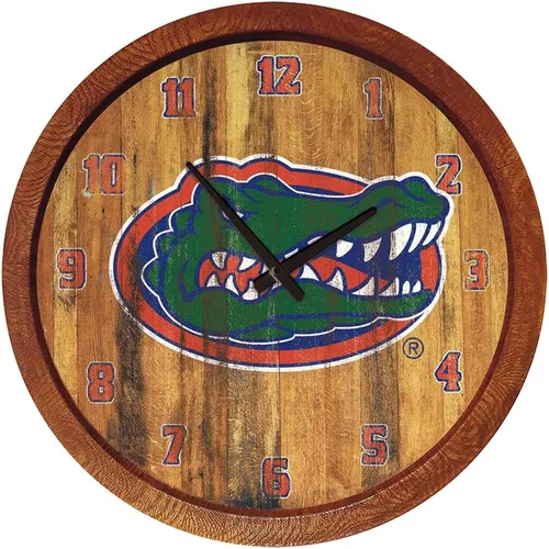 Miniatura 52 de The Fan-Brand NCAA Oklahoma Sooners: Reloj de pared con parte superior de barril de imitación para decoración de bar, decoración de fiesta