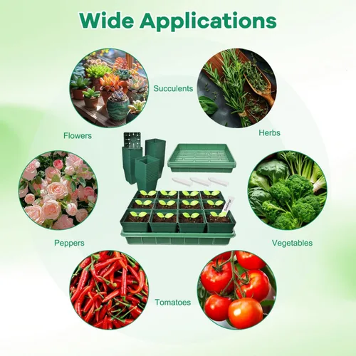 Miniatura 7 de June Fox 60 macetas pequeñas para plantas, kit de 5 bandejas de inicio de semillas, macetas de plástico de 3.3 pulgadas con bandejas de inicio