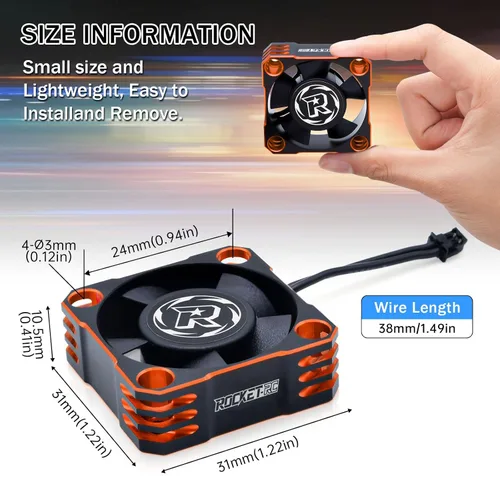 Miniatura 3 de Ventilador de refrigeración ESC de 1.181 in, disipador de calor RC ESC de 28000 RPM para Turbo ESC con XH Connect para 1/12 1/10 1/8 RC Car ESC