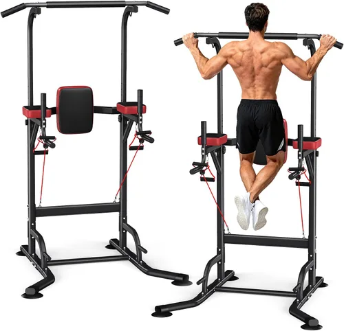 Dskeuzeew Power Tower Estación de Barra de Dominadas para Gimnasio en Casa Fuerza, Estación de Dominadas y Fondos de 450 LBS Entrenador Asistivo