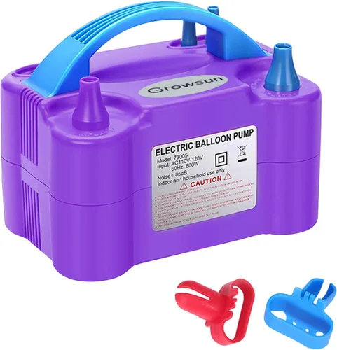 Growsun Bomba Eléctrica de Globos Inflador de Aire Portátil Automático de Doble Boquilla Soplador de Globos 110V 600W para Cumpleaños Baby Shower
