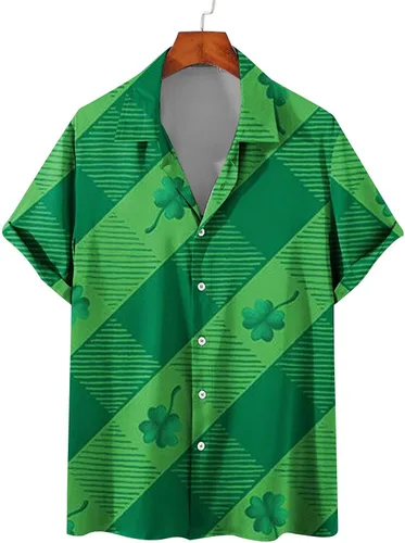 Miniatura 2 de Camiseta del día de San Patricio para hombre o mujer, sudadera irlandesa casual con cuello redondo, blusas de trébol, camiseta deportiva de verano