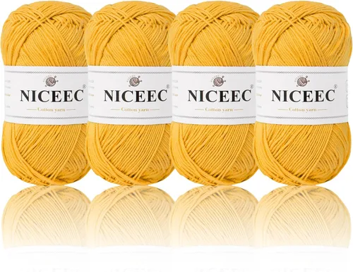 Miniatura 53 de NICEEC 4 madejas de hilo de algodón suave para bebé, 4 capas, manualidades DIY, peso fingering, hilo para manta para ganchillo y tejido, total 700