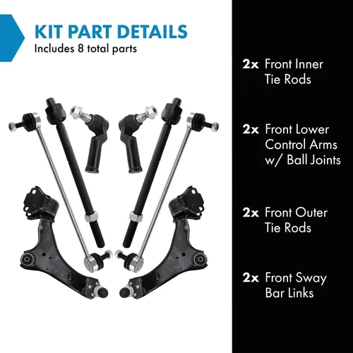 Miniatura 2 de TRQ Kit de dirección delantera y suspensión brazo de control con barra estabilizadora de rótula estabilizadora de acoplamiento compatible con Volvo